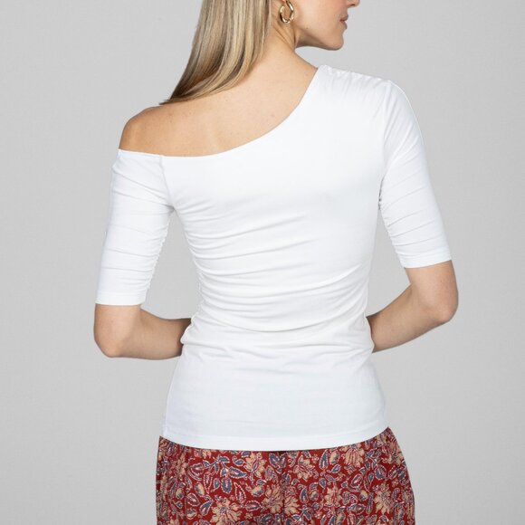 Ivory Off The Shoulder Top With Built In Bra - Picture 3 of 5